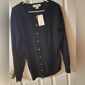 NWT Estrna Jane Black Button-Up Cardigan Size 1X
